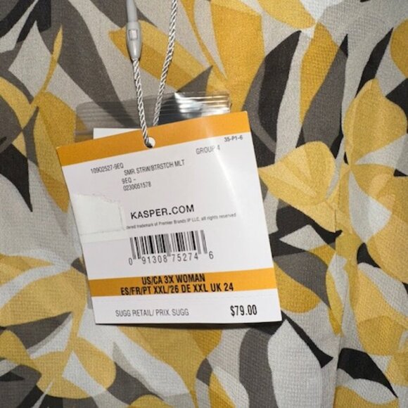 New with tags Kasper Plus‎ Size Printed Ruffled 3/4-Sleeve Top - Picture 5 of 6